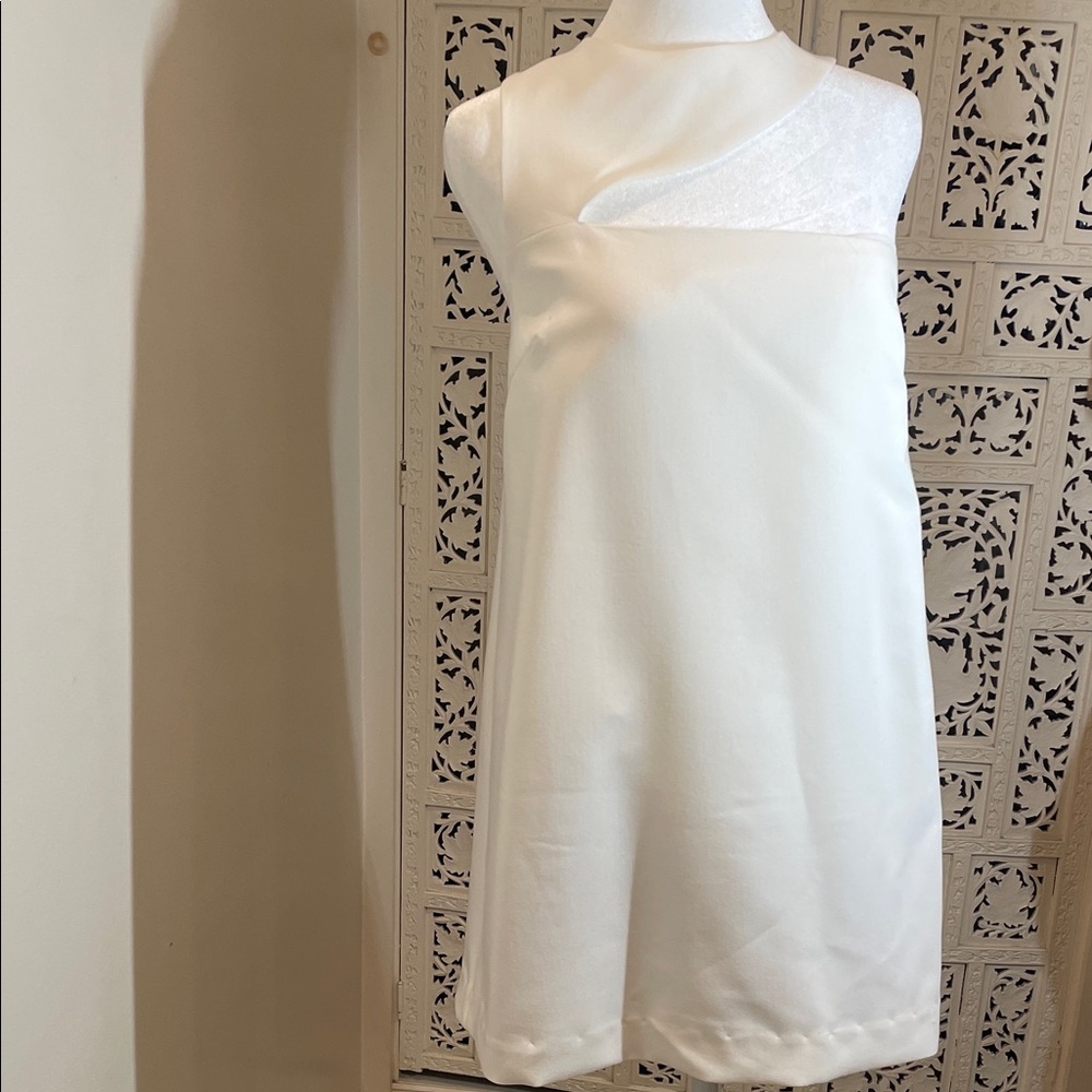 RE:NAMED Asymmetric  Mini Dress in White